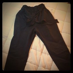 M/L Black Waist Tie Paperbag Pants
